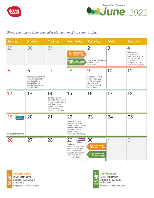 June Promotion Calendar